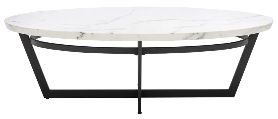 Placido Oval Coffee Table - White Marble / Black