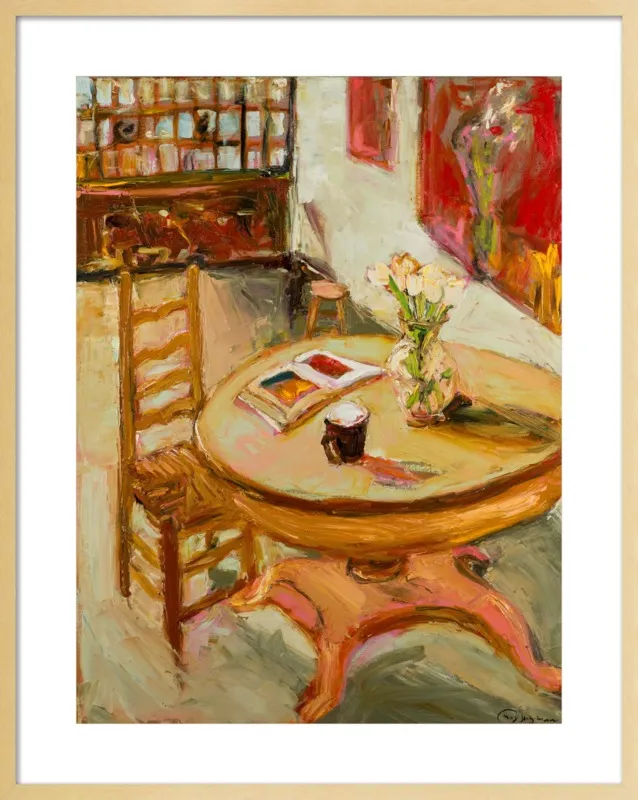 Still Life with open book on table by Ana Guzman for Artfully Walls