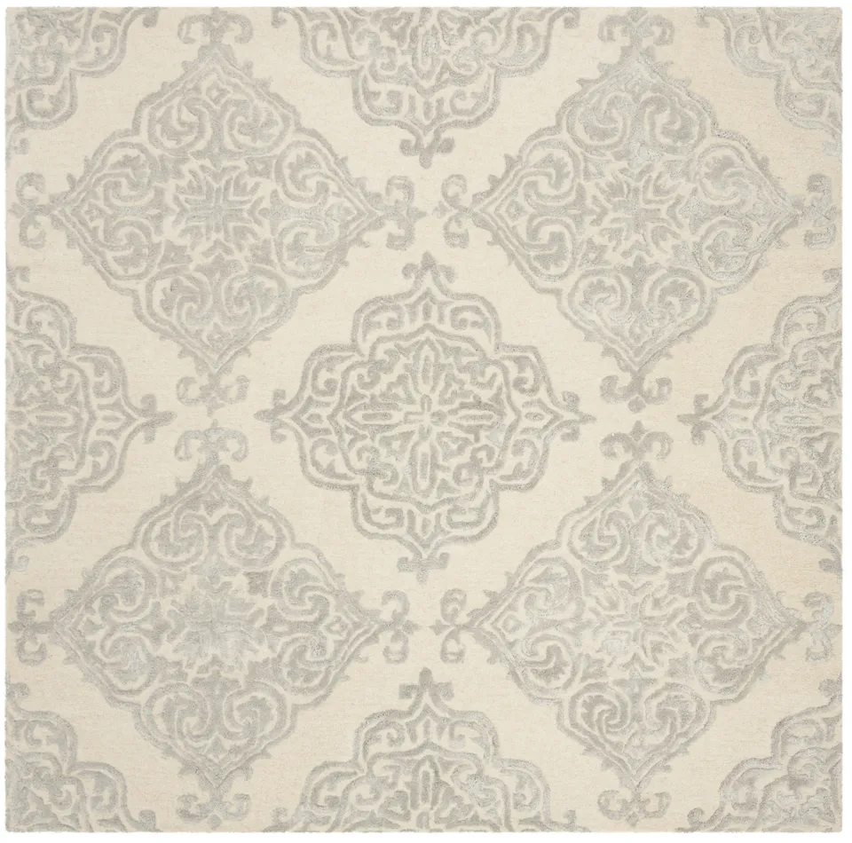 Arlo Home Hand Tufted Area Rug, GLM568C, Ivory/Silver,  6' X 6' Square