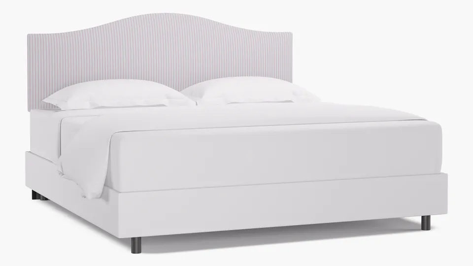 Camelback Headboard, Pink Classic Ticking Stripe, King