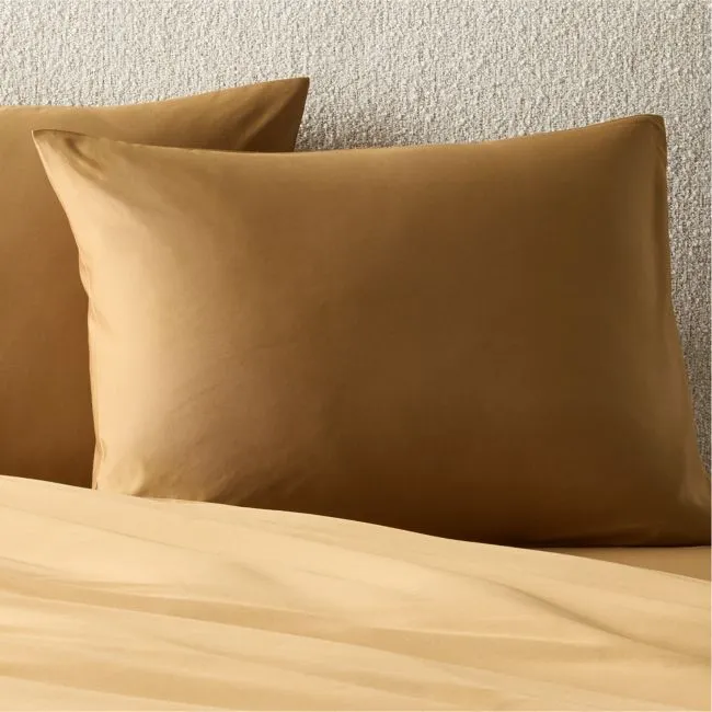 Classic Organic Cotton Sateen 520 Thread Count Smoked Amber Standard Pillow Shams Set of 2