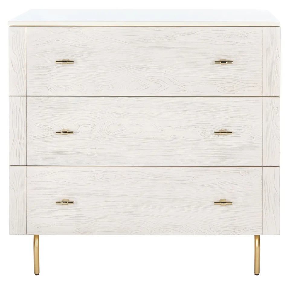Genevieve 3 Drawer Dresser - Cream/White Washed