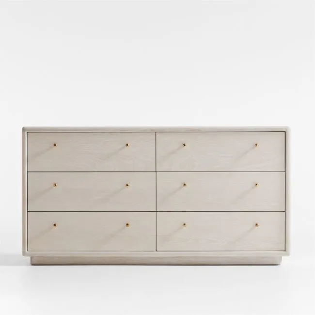 Lafayette 62" Whitewashed Wood 6-Drawer Dresser