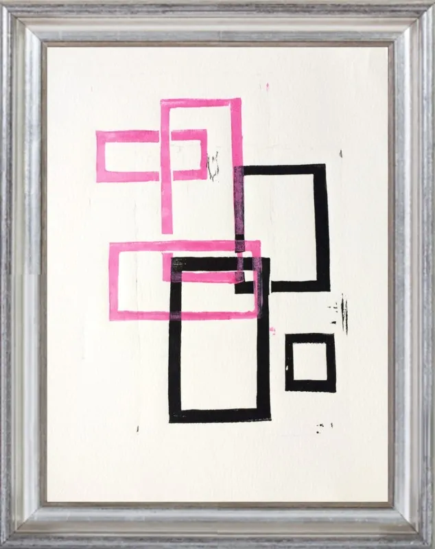 Pink and Black Geometric Squares x2 by Stacy Rajab for Artfully Walls
