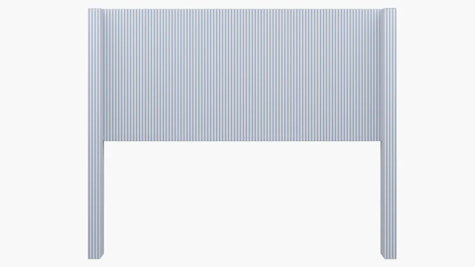 Modern Wingback Headboard, Cornflower Classic Ticking Stripe, Queen