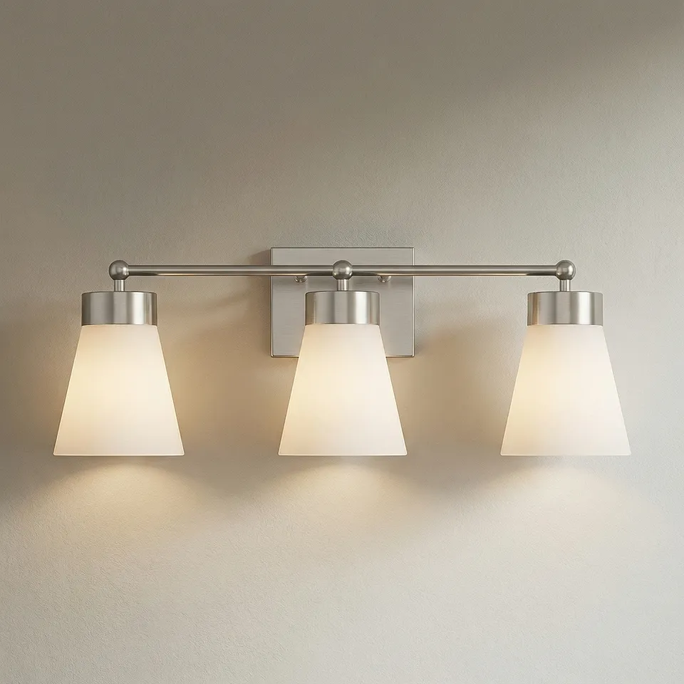 Hemingway 22" Wide Brushed Nickel and Cloud Glass 3-Light Bath Light