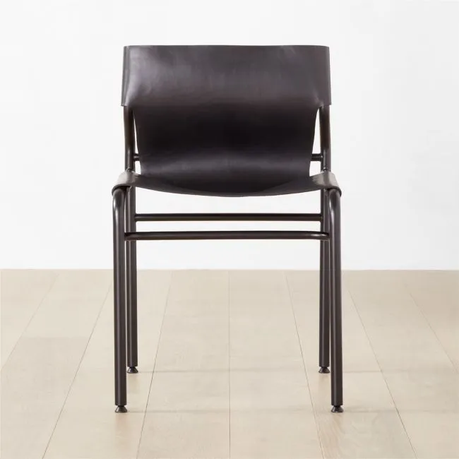 Surf Sling Black Leather Dining Chair