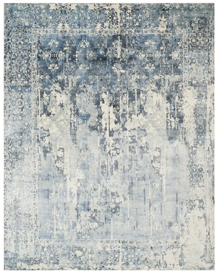 Arlo Home Hand Loomed Area Rug, MIR551B, Ivory/Blue,  9' X 12'