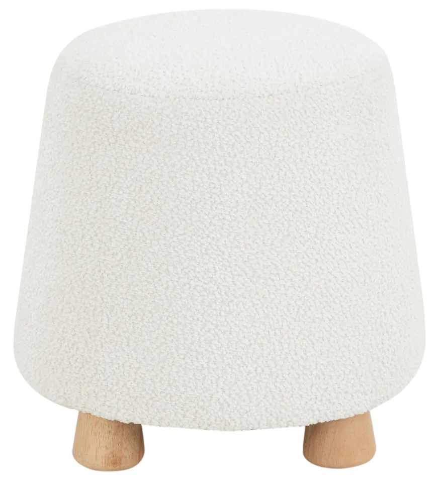 Denison Round Chenille Ottoman - Ivory/Natural