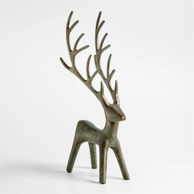 Antique Green Verdigris Holiday Reindeer Large 22"