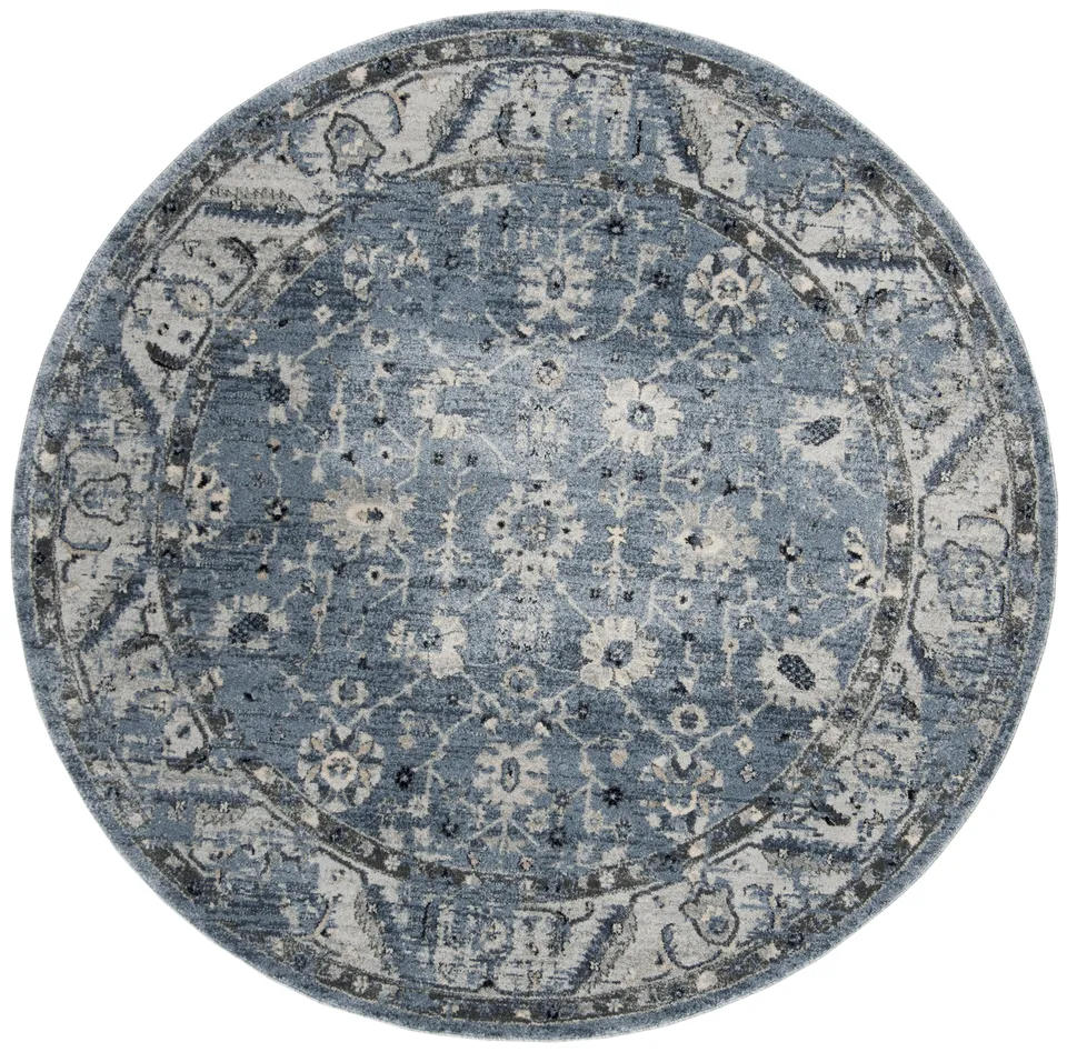 Arlo Home Woven Area Rug, CHL413N, Navy/Light Grey,  6' 7" X 6' 7" Round