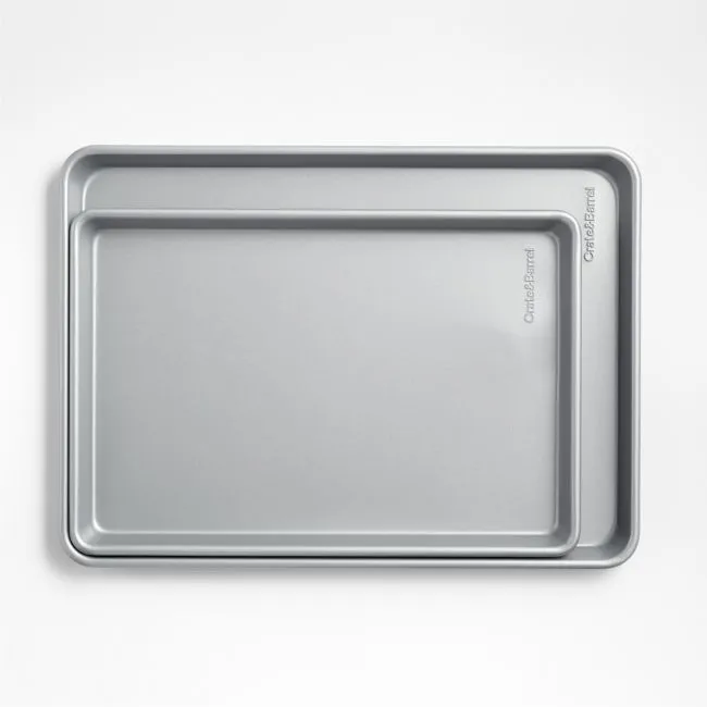 Crate & Barrel Silver Silicone Nonstick Sheet Pans, Set of 2