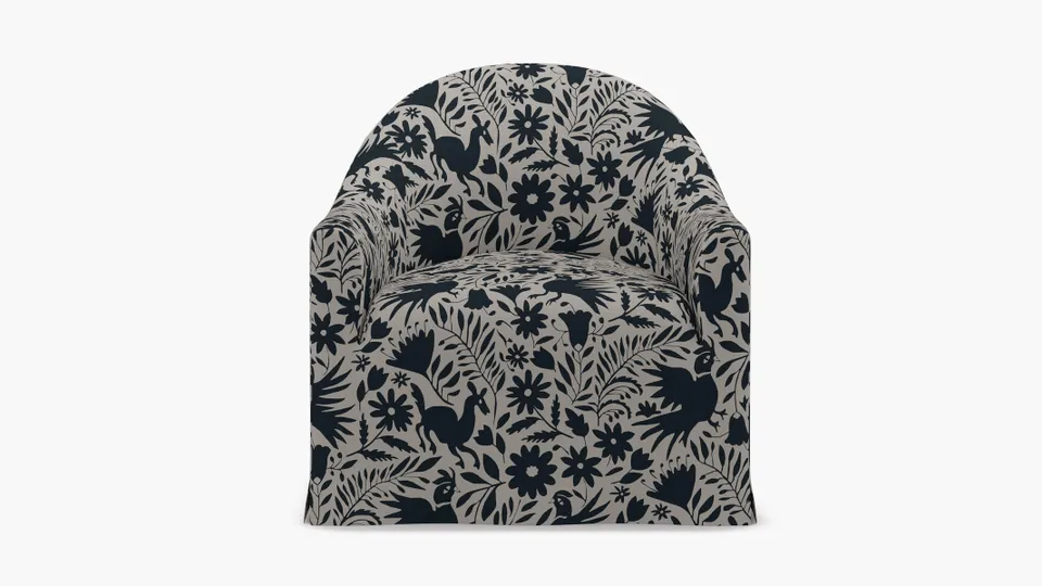 Slipcover Swivel Chair, Ink Frida