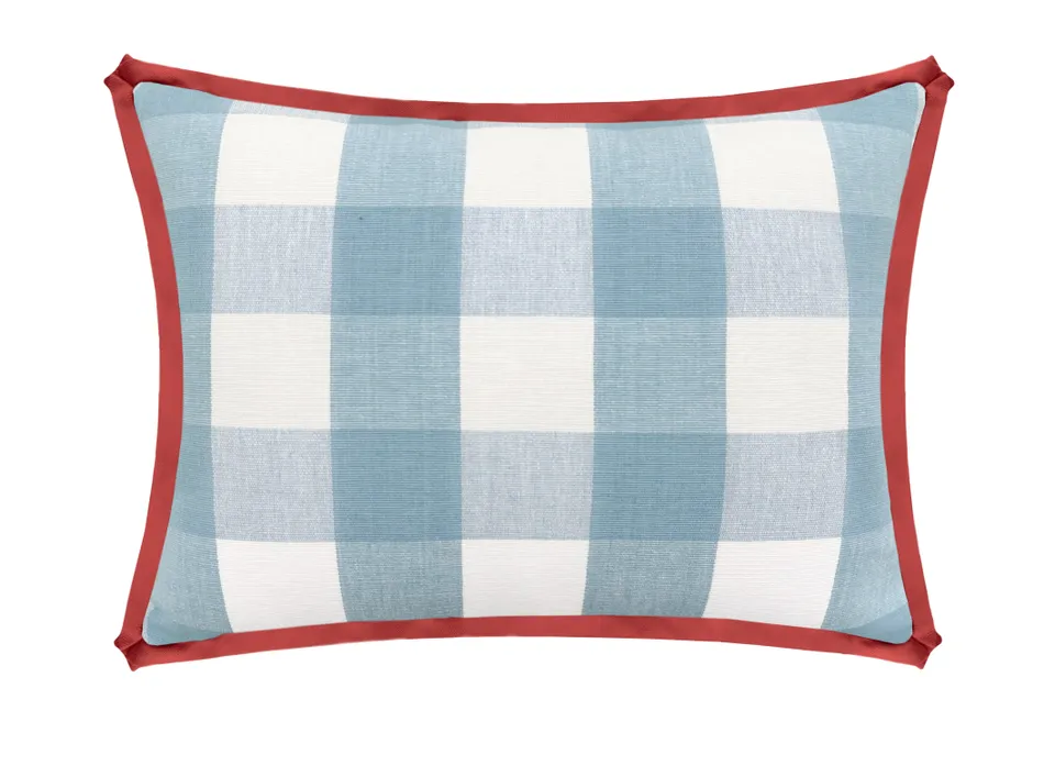 THE MINI :: CHARLESTON CHECK // POWDER BLUE - SWATCH 4" X 4" / CORDING / Apple Red