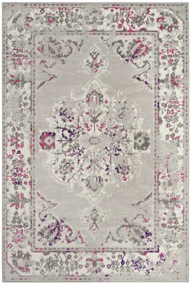 Arlo Home Woven Area Rug, SKY169P, Grey/Pink,  5' 1" X 7' 6"