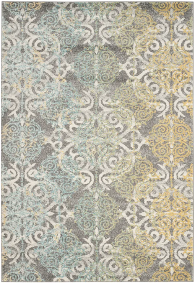 Arlo Home Woven Area Rug, EVK230D, Grey/Ivory,  4' X 6'