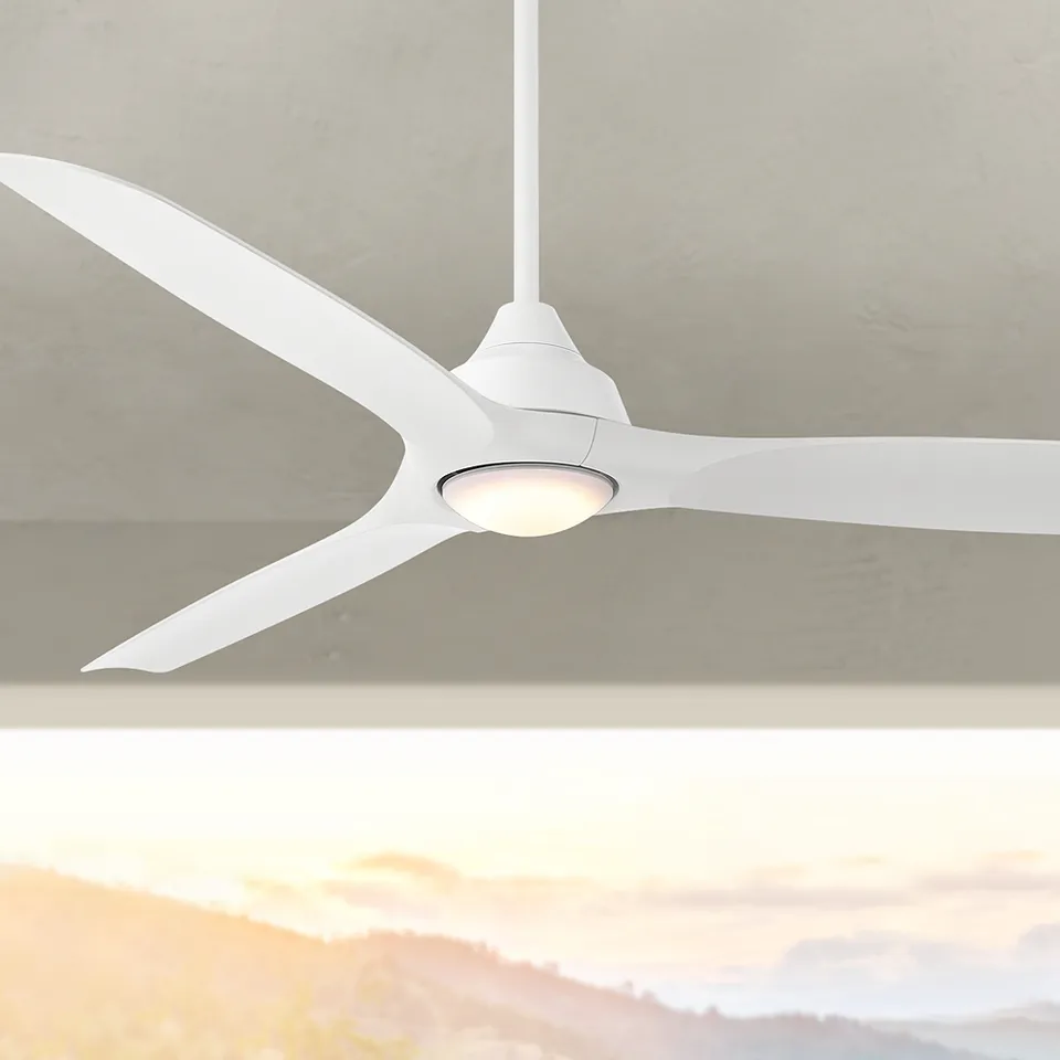 54" Casa Vieja Hermosa Wind Matte White LED Damp Ceiling Fan