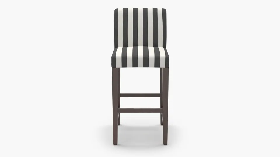 Signature Dining Bar Stool, Ink Cabana Stripe, Espresso Square Tapered Leg