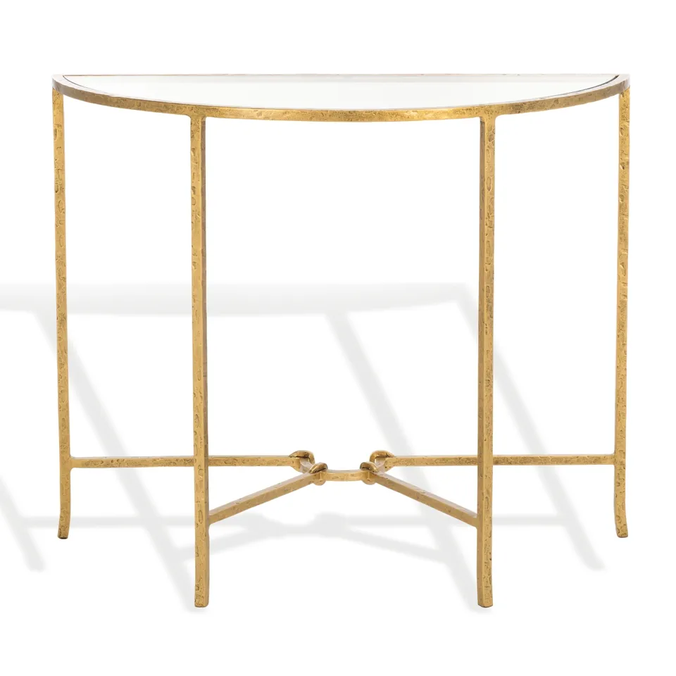 Tauri Metal Console Table - Brass/Clear