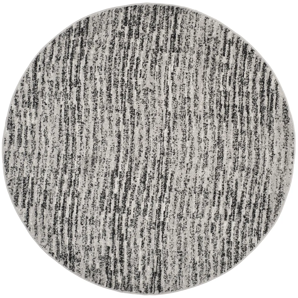 Arlo Home Woven Area Rug, ADR117A, Black/Silver,  4' X 4' Round