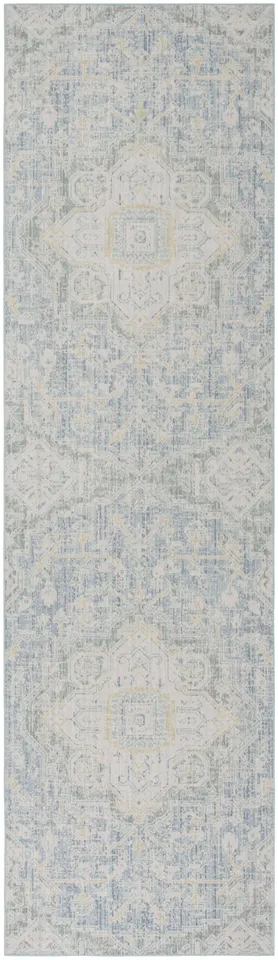 Arlo Home Woven Area Rug, WDS329J, Blue/Lime,  3' X 10'