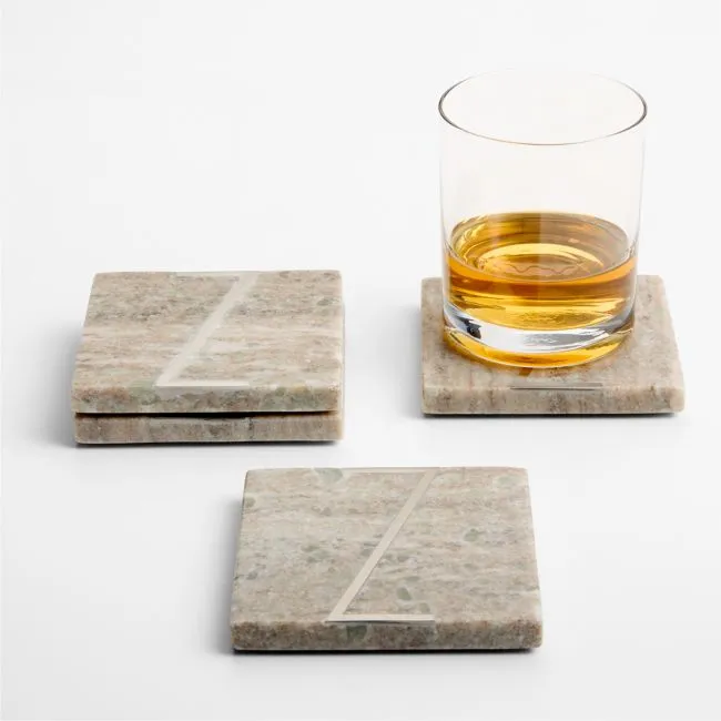 Tuscan Kitchen Marble "Z" Monogram Coasters, Set of 4