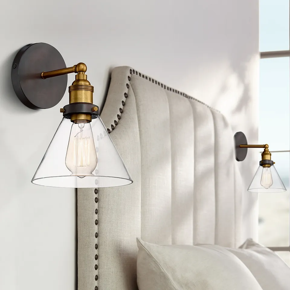 360 Lighting Burke 10 3/4" Bronze Warm Brass LED Wall Sconces Set of 2