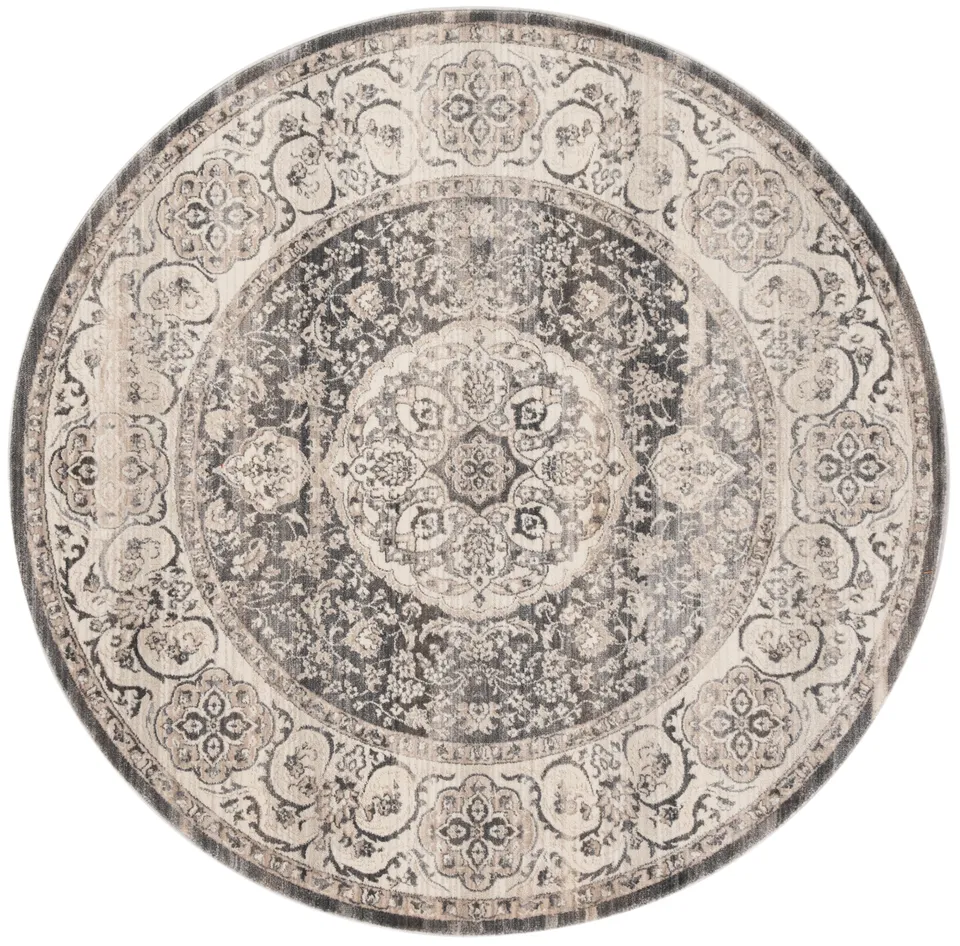 Arlo Home Woven Area Rug, VTP457H, Dark Grey/Ivory,  5' X 5' Round