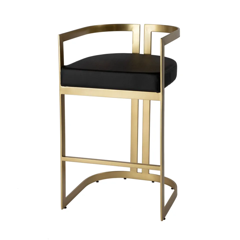 Clarence Black Leather Bar Stool