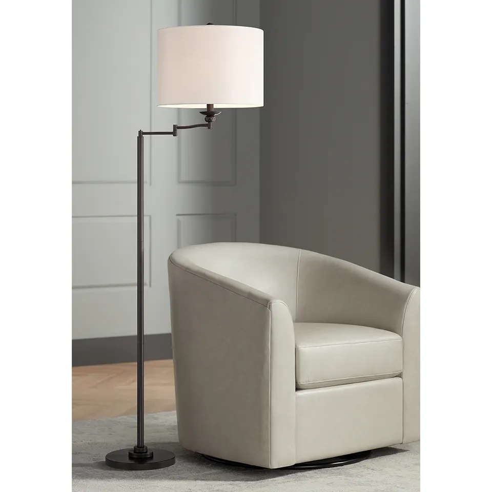 Regency Hill Romero 61 1/2" High Bronze Swing Arm Floor Lamp
