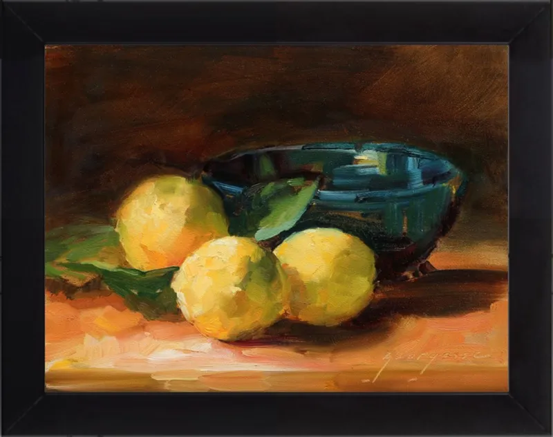 Lemons and Blue Bowl by Georgesse Gomez for Artfully Walls