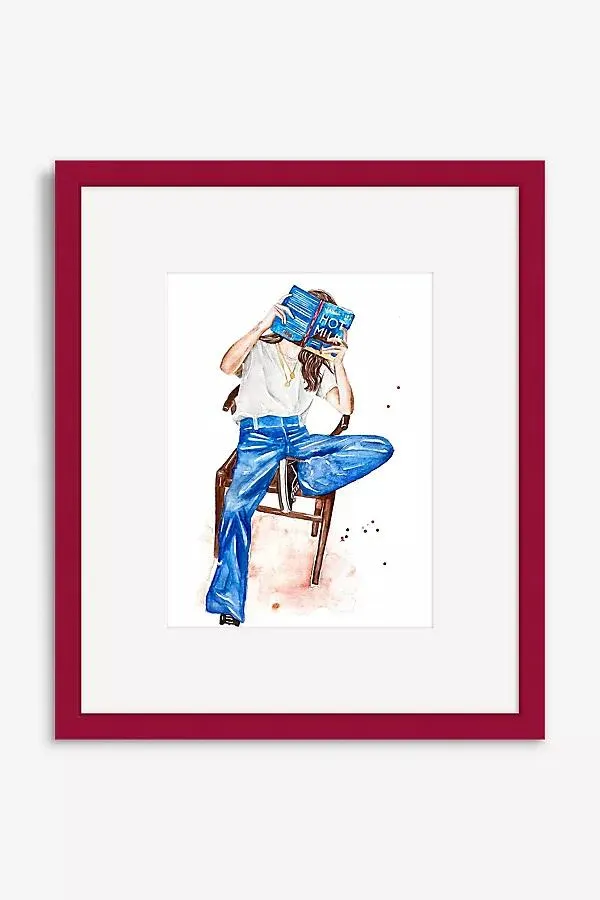 Stylish Woman in Jeans with *Hot Milk* Book Wall Art