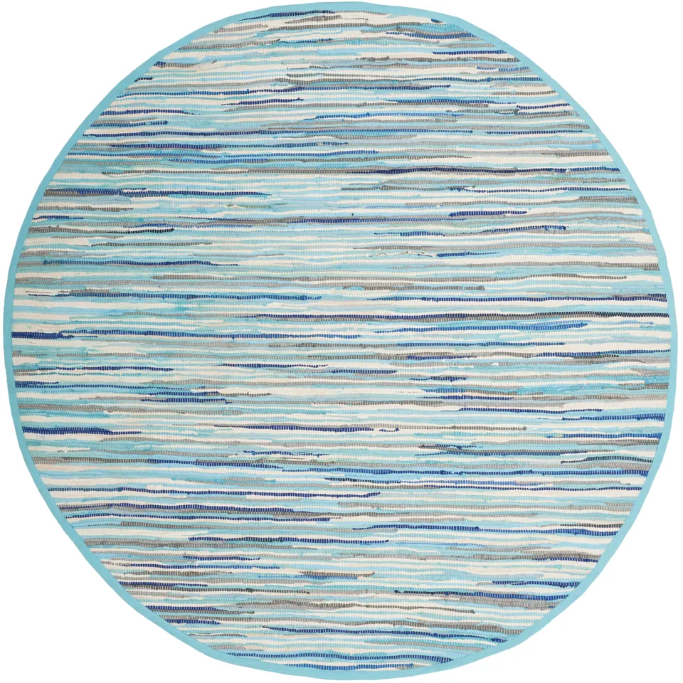 Arlo Home Hand Woven Area Rug, RAR129C, Turquoise/Multi,  4' X 4' Round