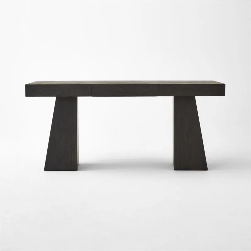 Ridge 66" Black Wood Desk with Drawer