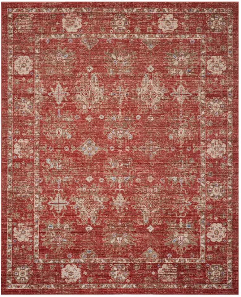 Arlo Home Woven Area Rug, WDS339N, Red/Ivory,  8' X 10'
