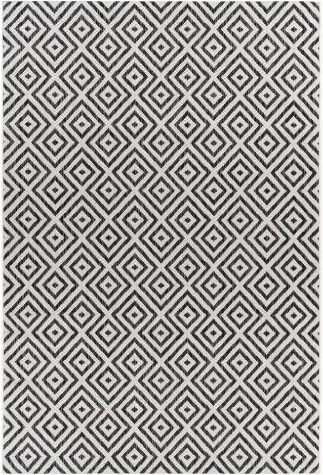 Eagean Black Outdoor 2' x 2'11" Machine Woven Rug