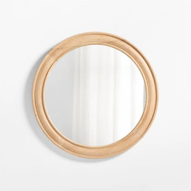 Kensington Natural Oak Wood Round Wall Mirror 40"