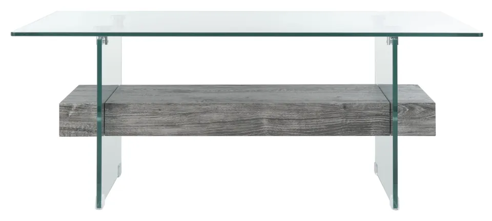 Kayley Coffee Table - Glass / Black Oak