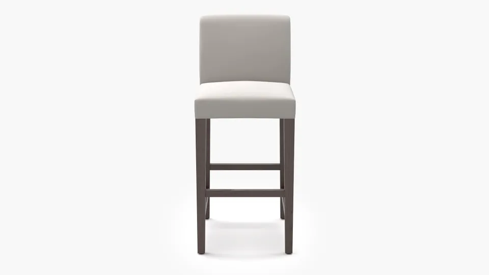 Signature Dining Bar Stool, White Performance Velvet, Espresso Square Tapered Leg