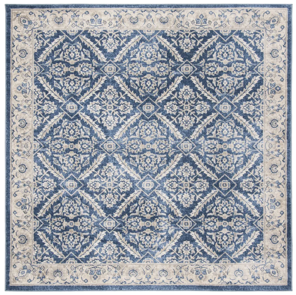 Arlo Home Woven Area Rug, BNT863N, Navy/Cream,  6' 7" X 6' 7" Square