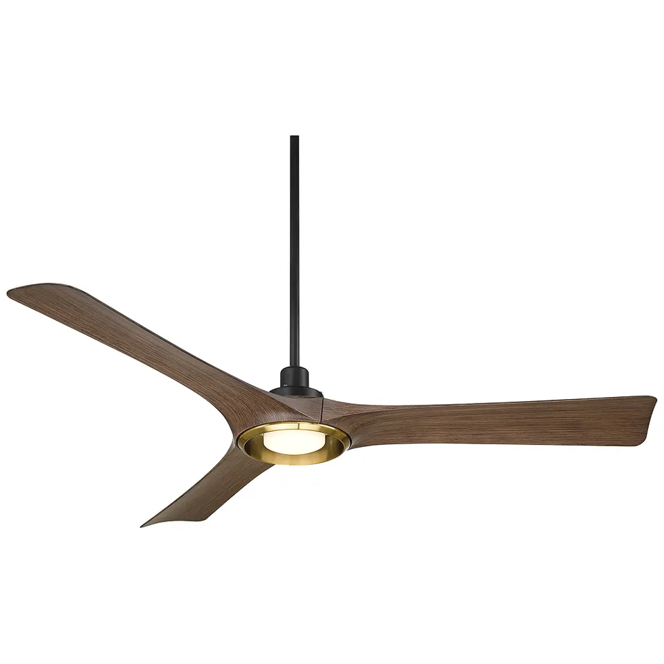 56" Casa Vieja Ethos Dark Walnut LED Damp Rated Remote Ceiling Fan