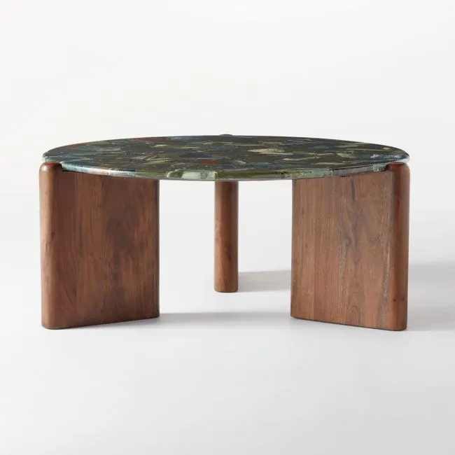 Santoro 37" Round Green Agate Coffee Table