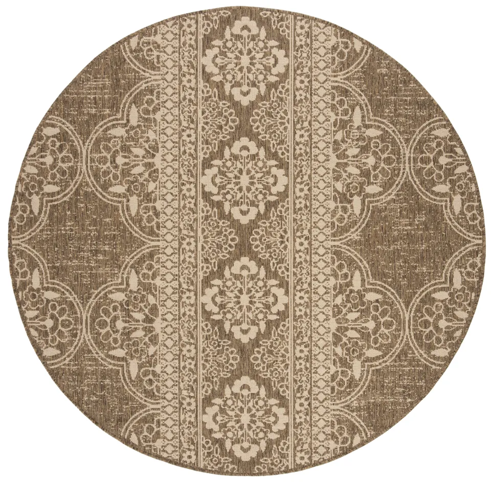 Arlo Home Indoor/Outdoor Woven Area Rug, LND174A, Cream/Beige,  6' 7" X 6' 7" Round