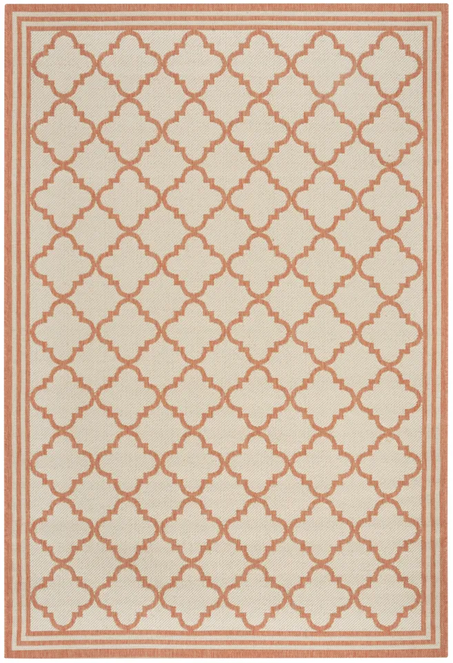 Arlo Home Indoor/Outdoor Woven Area Rug, LND121R, Cream/Rust,  5' 1" X 7' 6"