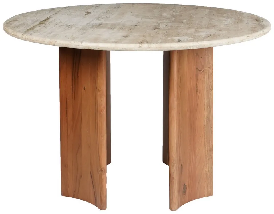Trinsly Travertine Top Dining Table  - Natural / Travertine - Safavieh