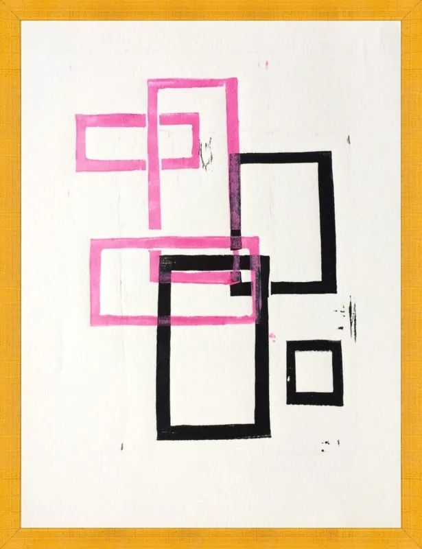 Pink and Black Geometric Squares x2 by Stacy Rajab for Artfully Walls