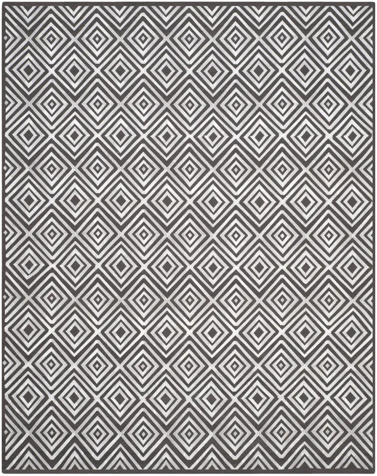 Arlo Home Hand Woven Flatweave With Embroidery Area Rug, KLM627C, Charcoal,  8' X 10'