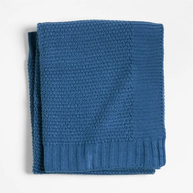 Bubble Knit Light Navy Blue Recycled Baby Stroller Blanket