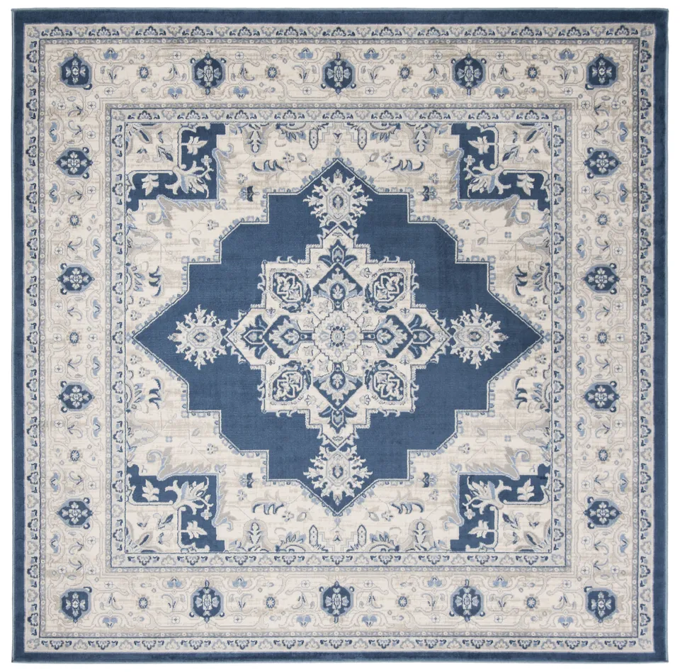 Arlo Home Woven Area Rug, BNT865N, Navy/Cream,  6' 7" X 6' 7" Square
