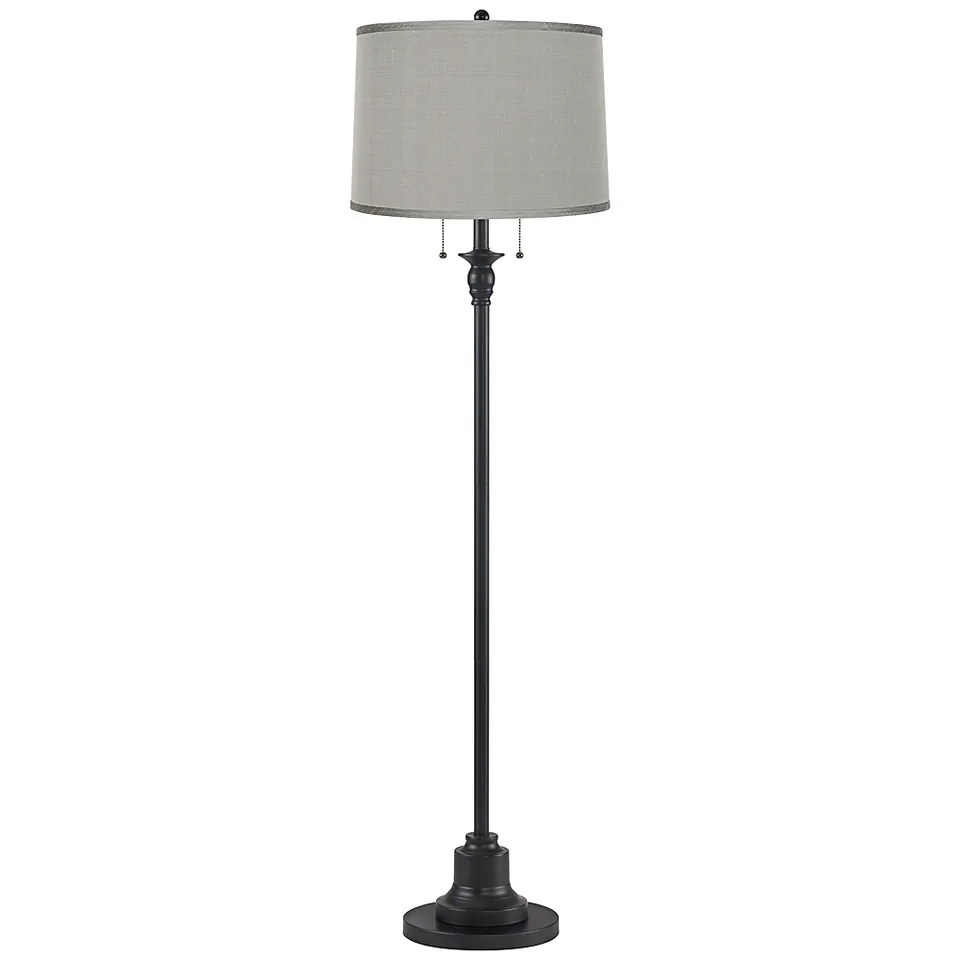 Dyna 58" High Black and Platinum Gray Shade 2-Light Floor Lamp